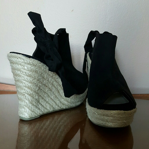 Refresh Black Suede Bow Tie Espadrilles - Picture 2 of 5